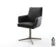Chaise-pivotante Heira-Flex avec accoudoirs cuir de vache noir pied de chaise 4 branches aspect titane pivotement sur 360° ressorts ensachés 5